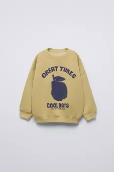 Толстовка с фруктовым принтом ZARA, фисташковый