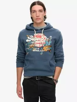 Толстовка с графическим логотипом tokyo vintage Superdry, цвет Ink Blue