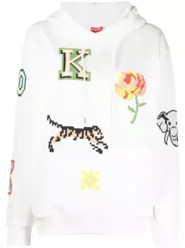 Толстовка с графическим принтом и завязками KENZO, белый