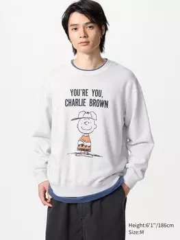 Толстовка с графическим принтом Peanuts Uniqlo, цвет 03 серый