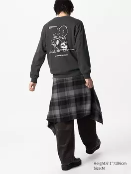 Толстовка с графическим принтом Peanuts Uniqlo, цвет 08 серый