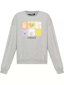 Толстовка с графическим принтом Versace, серый