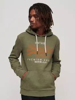 Толстовка с графическим рисунком и логотипом Vintage Logo Premium Goods Superdry, олив марл