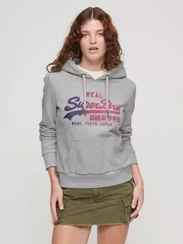 Толстовка с графичным логотипом в тон в тон Superdry, чешуйчатый серый мергель