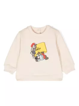 Толстовка с графичным принтом Fendi Kids, нейтральный