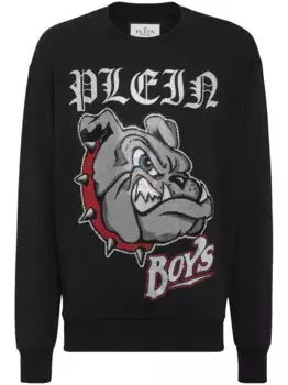 Толстовка с графичным принтом и стразами Philipp Plein, черный