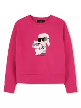 Толстовка с графичным принтом Karl Lagerfeld Kids, розовый