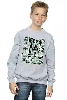 Толстовка с инфографическим плакатом Elf, серый