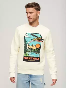 Толстовка с изображением экипажа с открыткой Travel Superdry, зимний белый