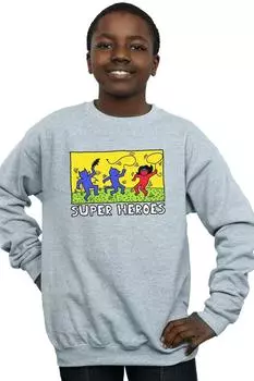 Толстовка с изображением Бэтмена в стиле поп-арт DC Comics, серый