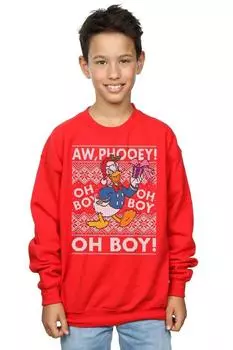 Толстовка с изображением Дональда Дака «Рождественская ярмарка-Айл» Disney, красный