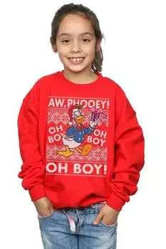 Толстовка с изображением Дональда Дака «Рождественская ярмарка-Айл» Disney, красный