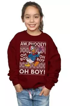 Толстовка с изображением Дональда Дака «Рождественская ярмарка-Айл» Disney, красный