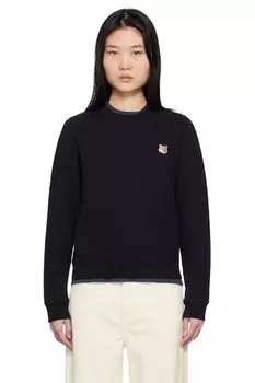 Толстовка с изображением головы черной лисы Maison Kitsun