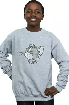 Толстовка с изображением лица «Нет» Tom & Jerry, серый