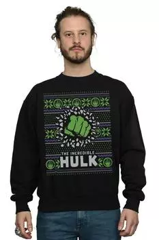 Толстовка с изображением Невероятного Халка Fair Isle Marvel, черный
