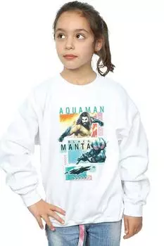 Толстовка с изображением плитки персонажей «Аквамен» DC Comics, белый