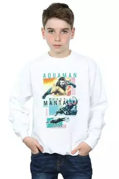 Толстовка с изображением плитки персонажей «Аквамен» DC Comics, белый