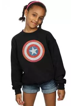 Толстовка с изображением щита Капитана Америки Marvel, черный