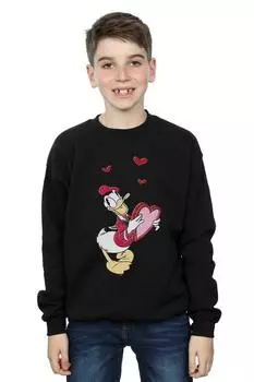 Толстовка с изображением сердца Дональда Дака и сердца любви Disney, черный