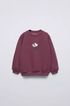 Толстовка с изображением снуппи арахиса ZARA, цвет dark burgundy