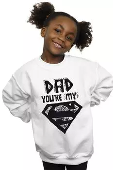 Толстовка с изображением Супермена и Суперпапы DC Comics, белый