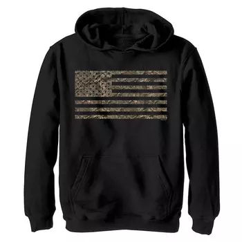 Толстовка с камуфляжным рисунком и изображением флага США Mossy Oak для мальчиков Licensed Character, черный