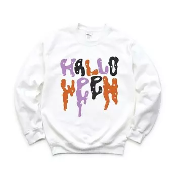 Толстовка с капающими звездами Хэллоуина Simply Sage Market, белый