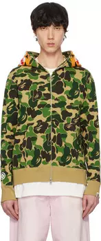 Толстовка с капюшоном ABC Camo Tiger на молнии BAPE, Green
