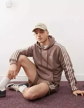 Толстовка с капюшоном Adicolor Classics 3-Stripes коричневого цвета adidas Originals