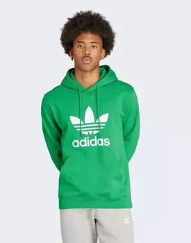 Толстовка с капюшоном Adicolor classics с трилистником зеленого цвета adidas Originals