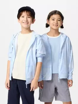 Толстовка с капюшоном airism uv protection на молнии с принтом Uniqlo, цвет 61 синий