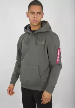 Толстовка с капюшоном Alpha Industries "BACK PRINT HOODY", оливковый
