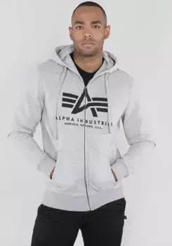 Толстовка с капюшоном Alpha Industries "BASIC ZIP HOODY", серый