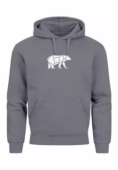 Толстовка с капюшоном AUFDRUCK POLYGON DESIGN BR BEAR TIERMOTIV OUTDOOR FASHION STREETSTYLE Neverless, темно-серый