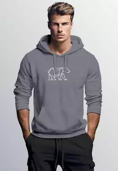 Толстовка с капюшоном AUFDRUCK POLYGON DESIGN BR BEAR TIERMOTIV OUTDOOR FASHION STREETSTYLE Neverless, серый