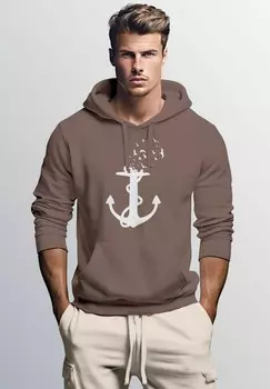 Толстовка с капюшоном AUFDRUCK TREND ANKER VGEL MOTIV NORDEN MEER FASHION STREETSTYLE Neverless, коричневый