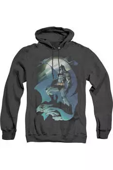 Толстовка с капюшоном Batman Glow Of The Moon для взрослых Heather Gildan, черный