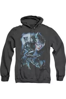 Толстовка с капюшоном Batman Moonlight Cat для взрослых Heather Gildan, черный