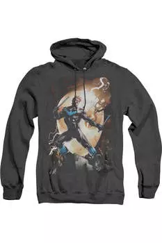 Толстовка с капюшоном Batman Nightwing Against Owls для взрослых Heather Gildan, черный