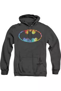 Толстовка с капюшоном Batman Tie Dye Batman Logo для взрослых Heather Gildan, черный