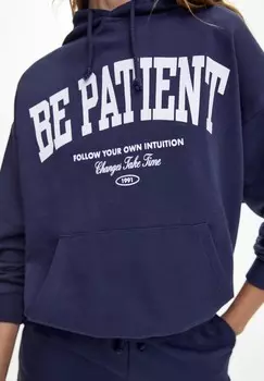 Толстовка с капюшоном BE PATIENT PULL&BEAR, темно-синий