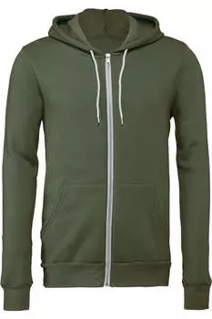 Толстовка с капюшоном BELLA + CANVAS из флисовой губки с застежкой-молнией, хаки