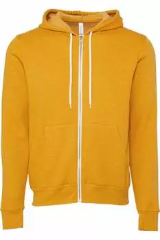 Толстовка с капюшоном BELLA + CANVAS из флисовой губки с застежкой-молнией, цвет heather mustard
