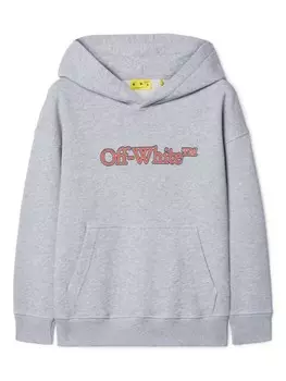 Толстовка с капюшоном Big Bookish Off-White Kids, серый