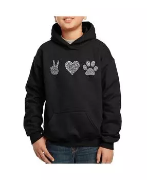 Толстовка с капюшоном Big Boy's Word Art - Peace Love Dogs LA Pop Art