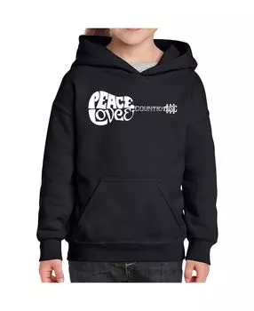 Толстовка с капюшоном Big Girl's Word Art - Peace Love Country LA Pop Art
