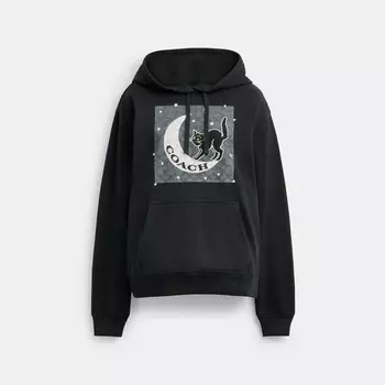 Толстовка с капюшоном Black Cat Moon Signature Square на Хэллоуин COACH, черный