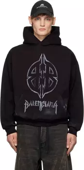 Толстовка с капюшоном Black Metal BB Stencil Balenciaga