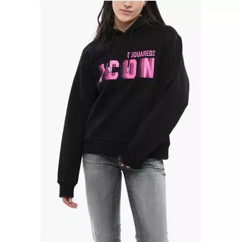 Толстовка с капюшоном BLURRED ICON из хлопка с начесом Dsquared2, Black